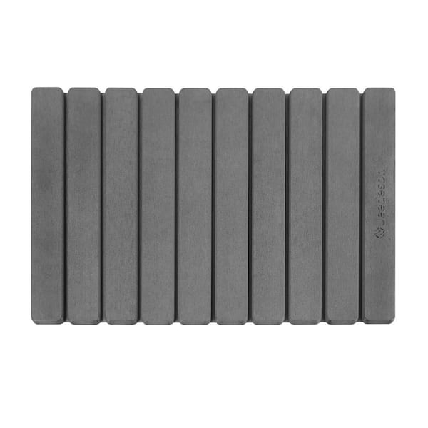 15.35 in. x 23.62 in. Stone Bath Mat, Non-Slip Super Absorbent Quick Drying Bathroom Floor Mat, Foldable, Gray