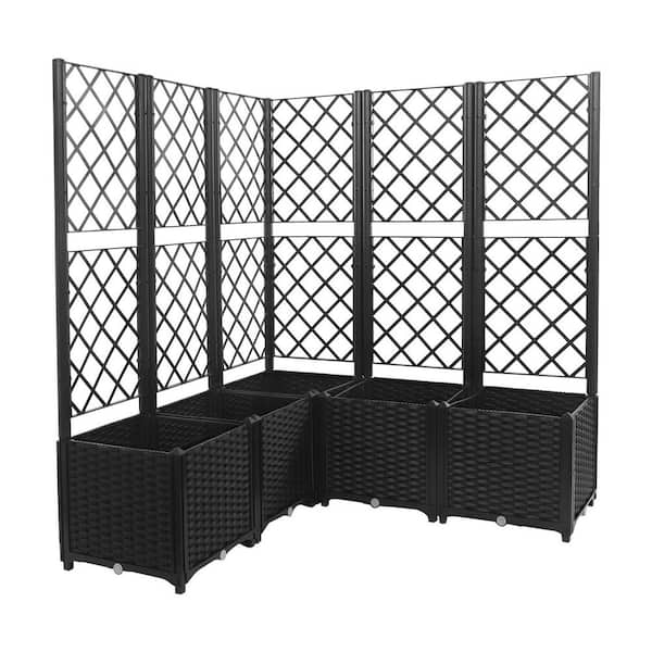 47.2 in. x 55.9 in. x 15.7 in. Rectangular Black Outdoor PP Plastic Planter Box Climbing Plant Planter