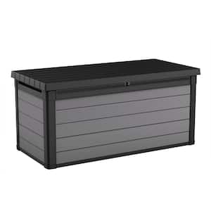 Premier 150 Gal. Resin Large Durable Grey Deck Box for Lawn Outdoor Patio Garden Furniture Storage