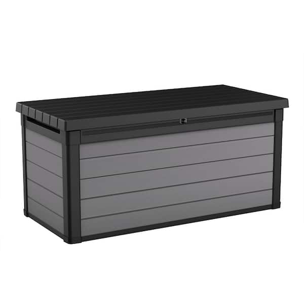Keter Premier 150 Gal. Resin Large Durable Grey Deck Box for Lawn Outdoor Patio Garden Furniture Storage