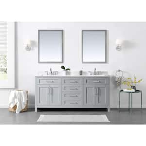 Wexford 72 in. W x 21 in. D x 34 in. H Double Sink Vanity in Dove Gray with White Engineered Marble Top and Mirrors