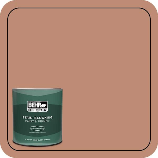 BEHR ULTRA 1 qt. #230F-5 Suntan Glow Extra Durable Semi-Gloss Enamel Interior Paint & Primer
