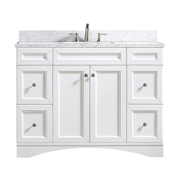 UKISHIRO 21.84 in. W x 48 in. D x 39.35 in. H Carrara Marble Vanity Top in White with Single Sink