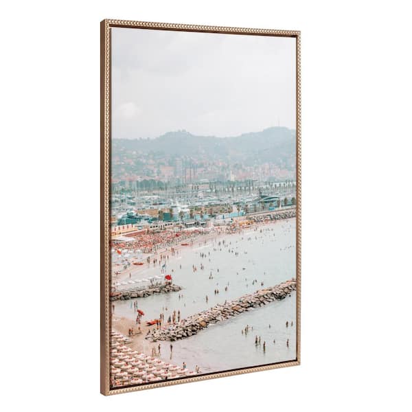 Kate and Laurel Modern City Landscape Photography Framed Canvas Wall Art 1-Piece Gold Framed Canvas Art Print, 28 in. x 38 in.