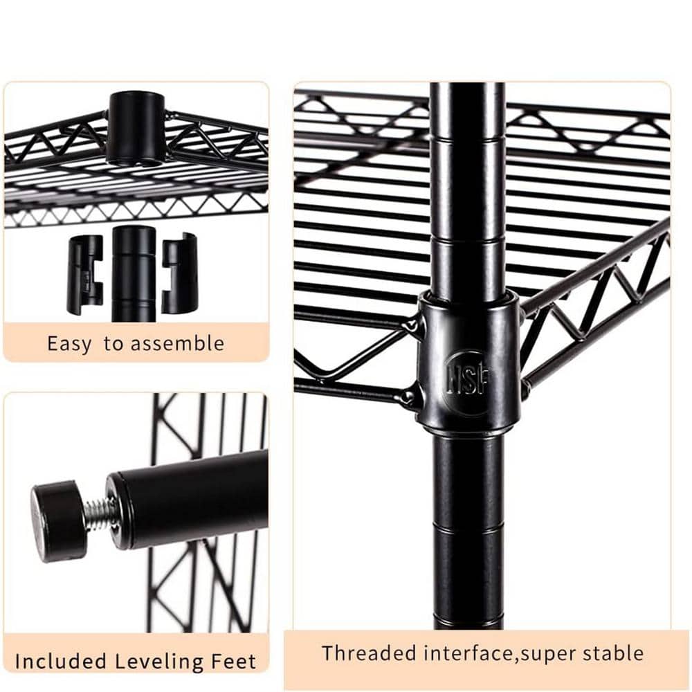 14" Deep x 36" Wide x 54" High Black Wire Shelving Unit