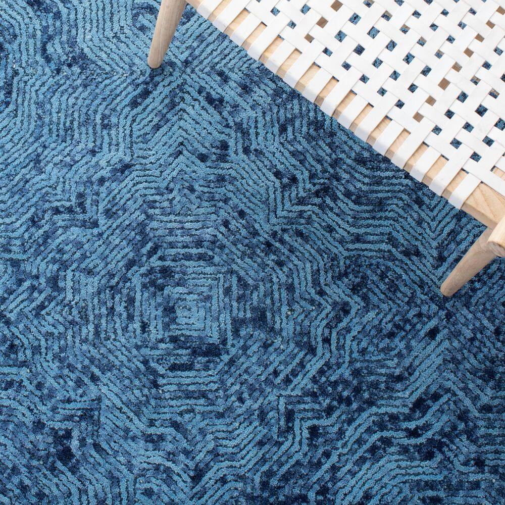 Silk Road Inspired Hand-Tufted Wool Rug in Luscious Blue - 5' x 8'