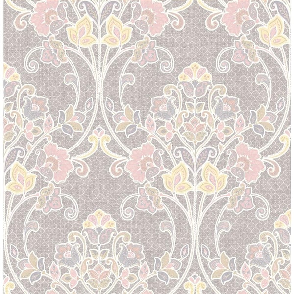 A-Street Prints Willow Pink Nouveau Floral Pink Wallpaper Sample