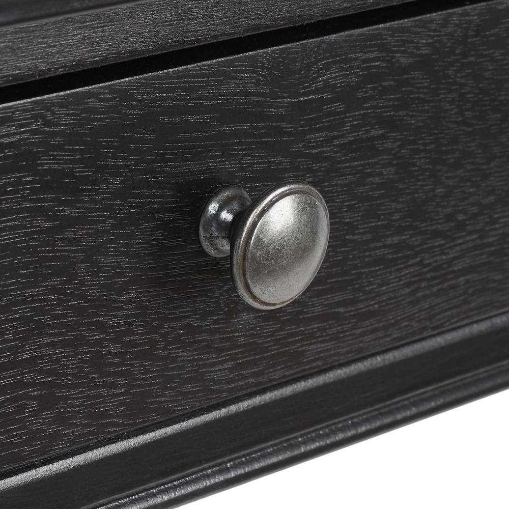 Arina Black Wood Writing Desk with Drawer