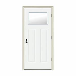 JELD-WEN 30 In. X 80 In. 3 Lite Craftsman White Painted Steel Prehung ...