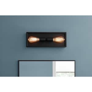 Rollins 6 in. W 2-Light Black Up and Down Wall Sconce