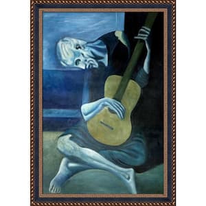Old Guitarist by Pablo Picasso Verona Black and Gold Braid Framed People Oil Painting Art Print 28.75 in. x 40.75 in.