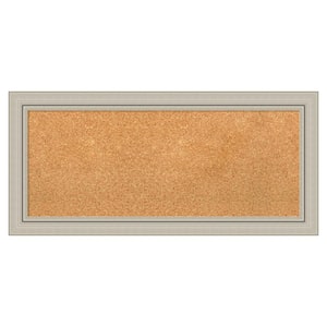 Romano Silver Narrow Wood Framed Natural Corkboard 34 in. x 16 in. bulletin Board Memo Board