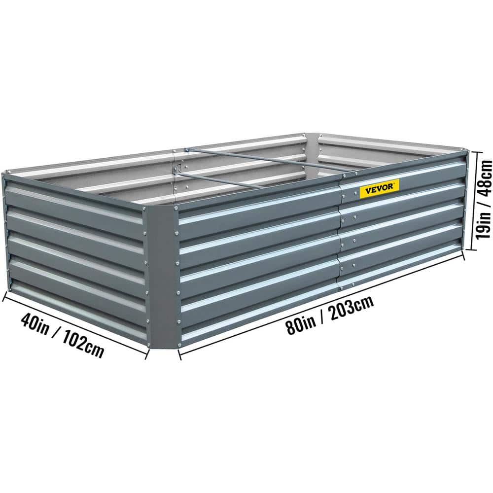 Large Gray Galvanized Steel Raised Garden Bed Planter