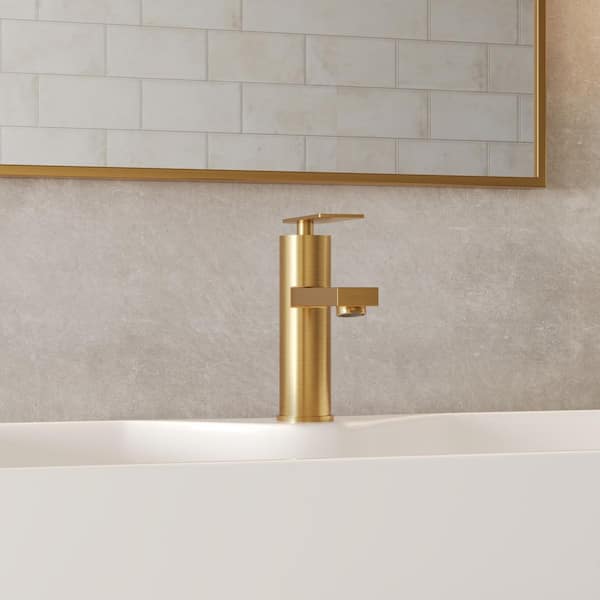 6 in. Single Handle Single Hole Bathroom Faucet with Pop-Up Drain and Spot Resistant 1.2 GPM in Brushed Gold