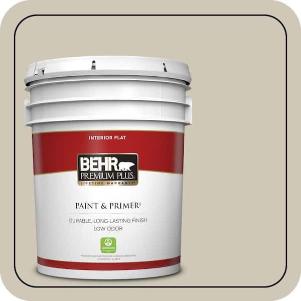 BEHR PREMIUM PLUS 5 gal. #PPU8-16 Coliseum Marble Flat Low Odor Interior Paint & Primer