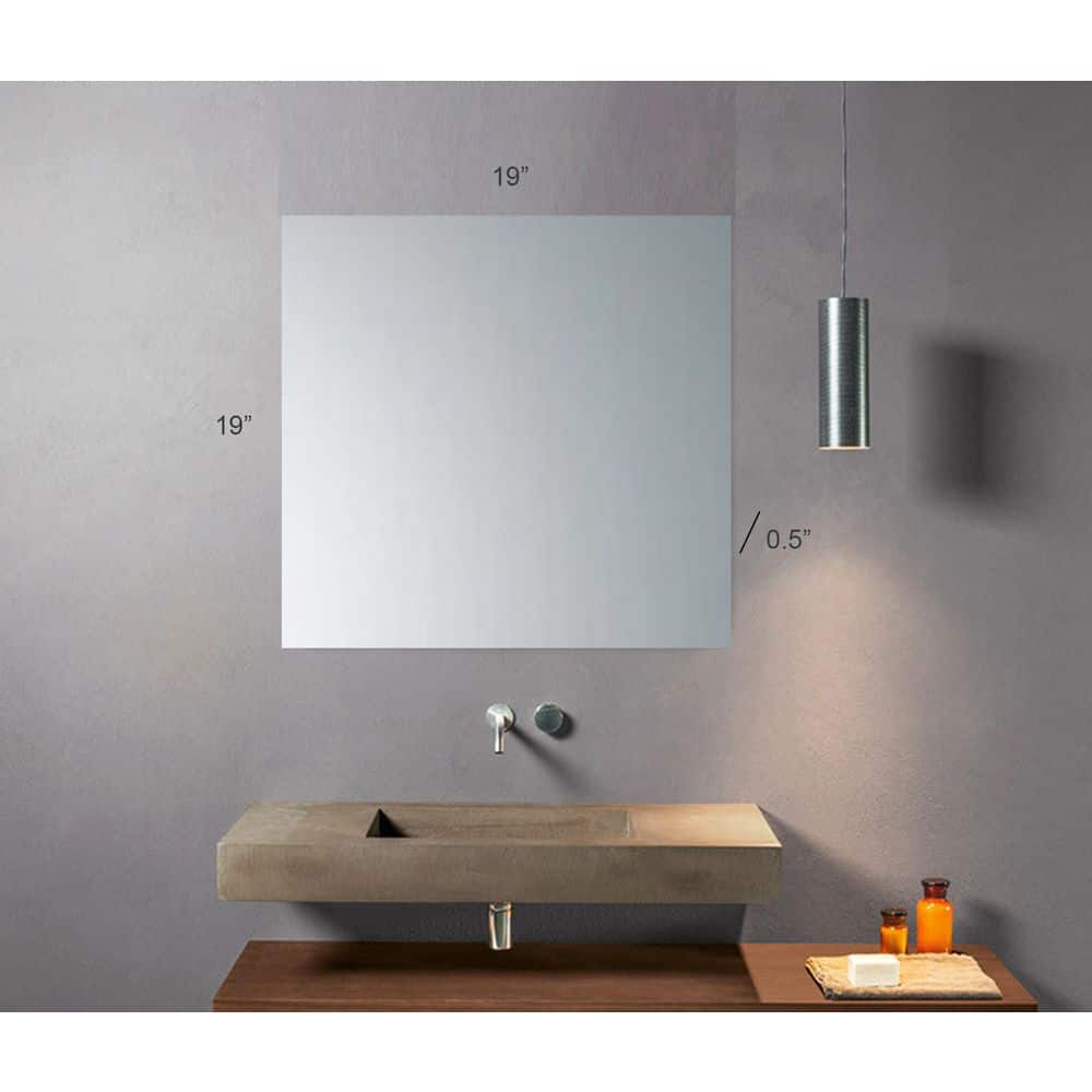 19" x 19" Frameless Rectangular Bathroom Vanity Mirror