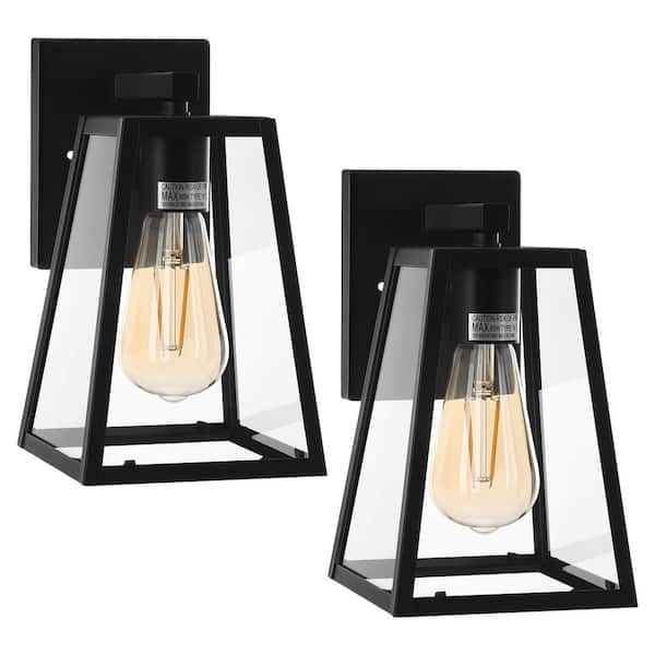 DEWENWILS Matte Black Outdoor Hardwired Wall Lantern Sconce with No Bulbs Included (Set of 2)