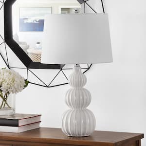 Corina 25.5 in. White Table Lamp with White Shade