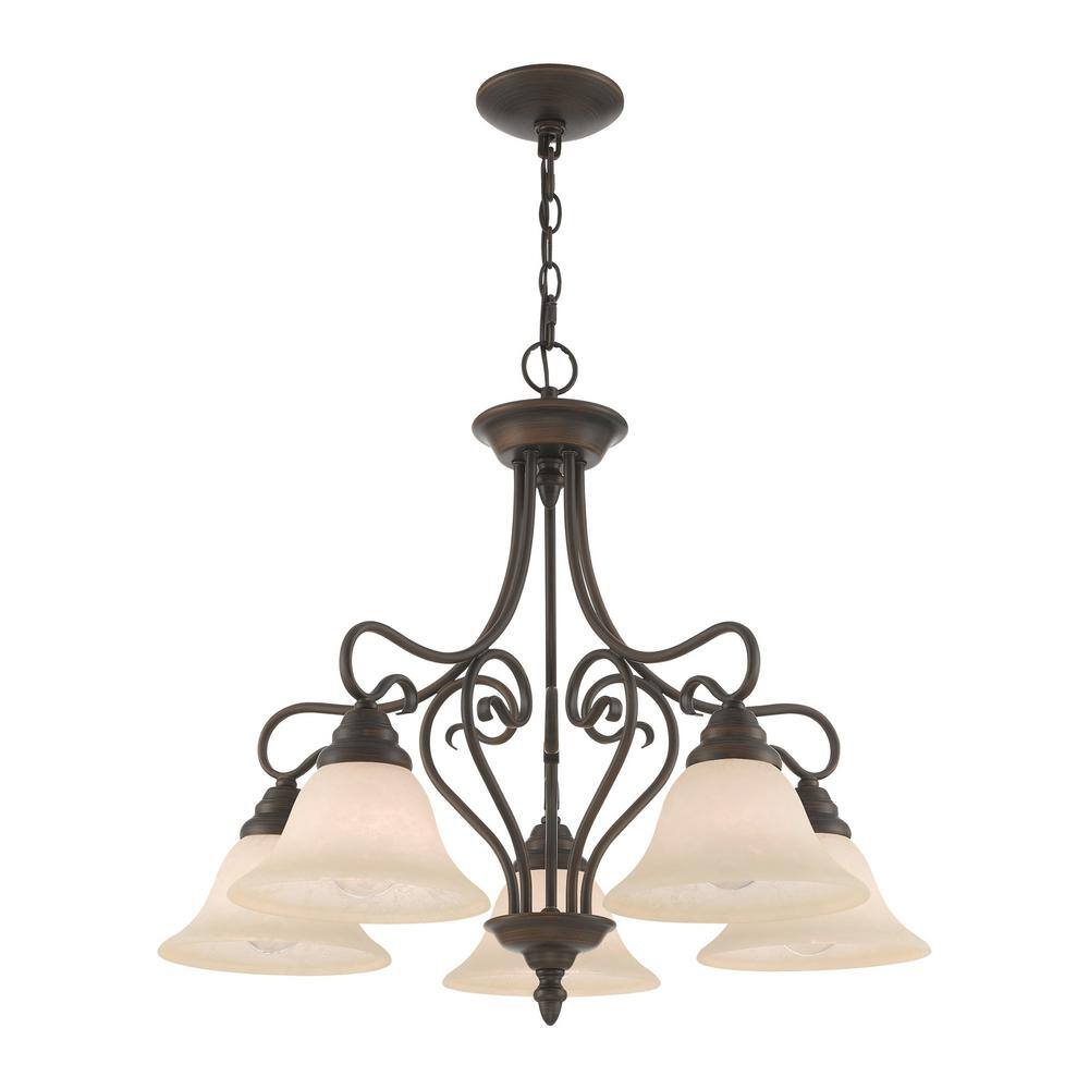 Imperial Bronze 5-Light Chandelier with Vintage Scavo Glass