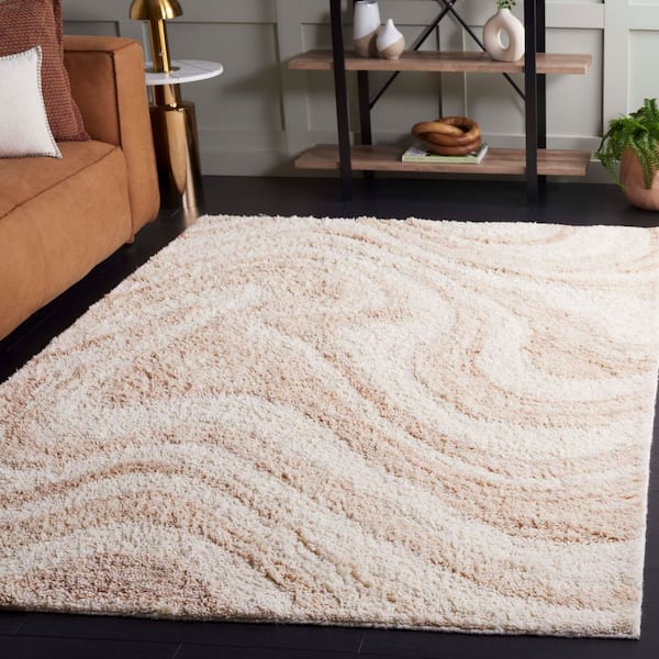 Vermont 6 ft. x 9 ft. Ivory/Beige Marble Swirl Area Rug