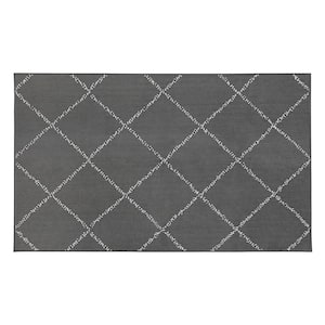 Medina Moroccan Diamond Grey 3 ft. x 5 ft. Rellis Washable Area Rug