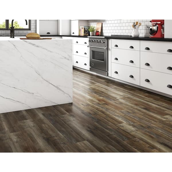 Weekend Warrior Blazed Barnwood 3 MIL x 6-in W x 36-in L Peel & Stick Water Resistant Luxury Vinyl Flooring (21 sf/case)