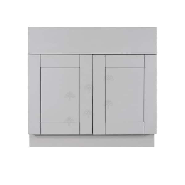 LIFEART CABINETRY Anchester Assembled 36x34.5x24 in. Base Cabinet with 2 Doors and 1 Drawer in Light Gray