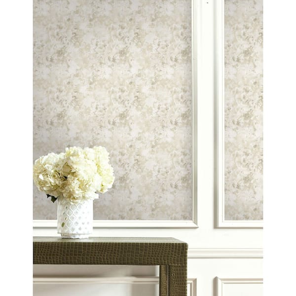 Flower Watercolor Beige Paper Non-Pasted Strippable Wallpaper Roll (Cover 56.05 sq. ft. )