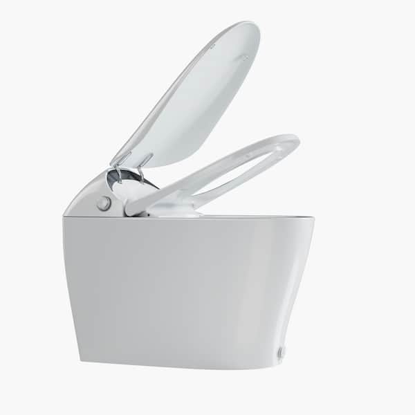 1.0 GPF White Elongated Smart Toilet Bidet with Auto Open/Close, Auto Flush, Heated Seat, Warm Air Dryer and Foot Sensor