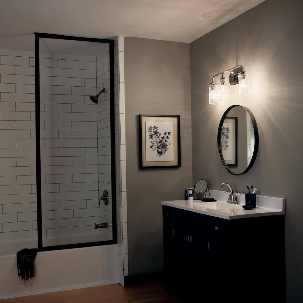 Braelyn 24" Distressed Bronze Bath Light with Clear Jar Shades