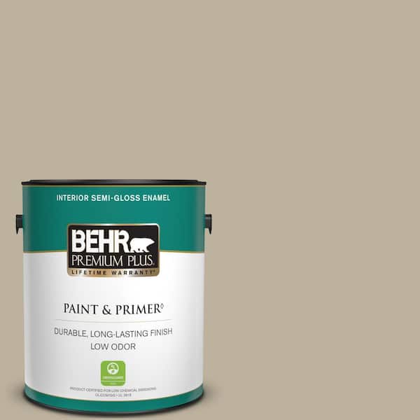BEHR PREMIUM PLUS 1 gal. #750D-4 Pebble Stone Semi-Gloss Enamel Low Odor Interior Paint & Primer