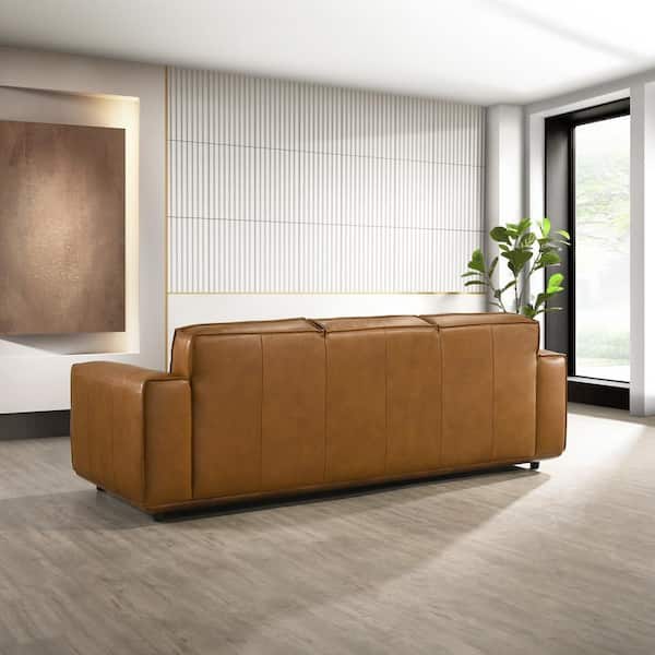 Ashcroft Furniture Co Henneck 90 in. Square Arm Genuine Leather