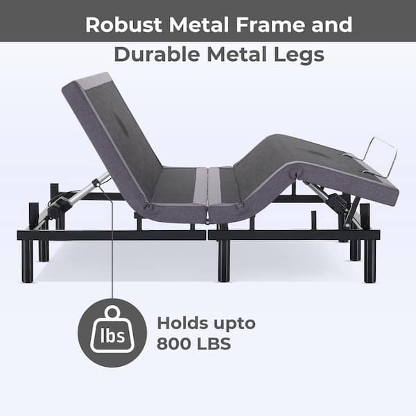 HOMESTOCK Gray 16 in. H Queen Adjustable Bed Frame 3 Mode