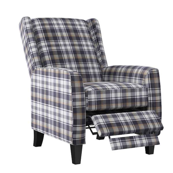 ProLounger Gray Plaid Velvet Push Back Recliner Chair