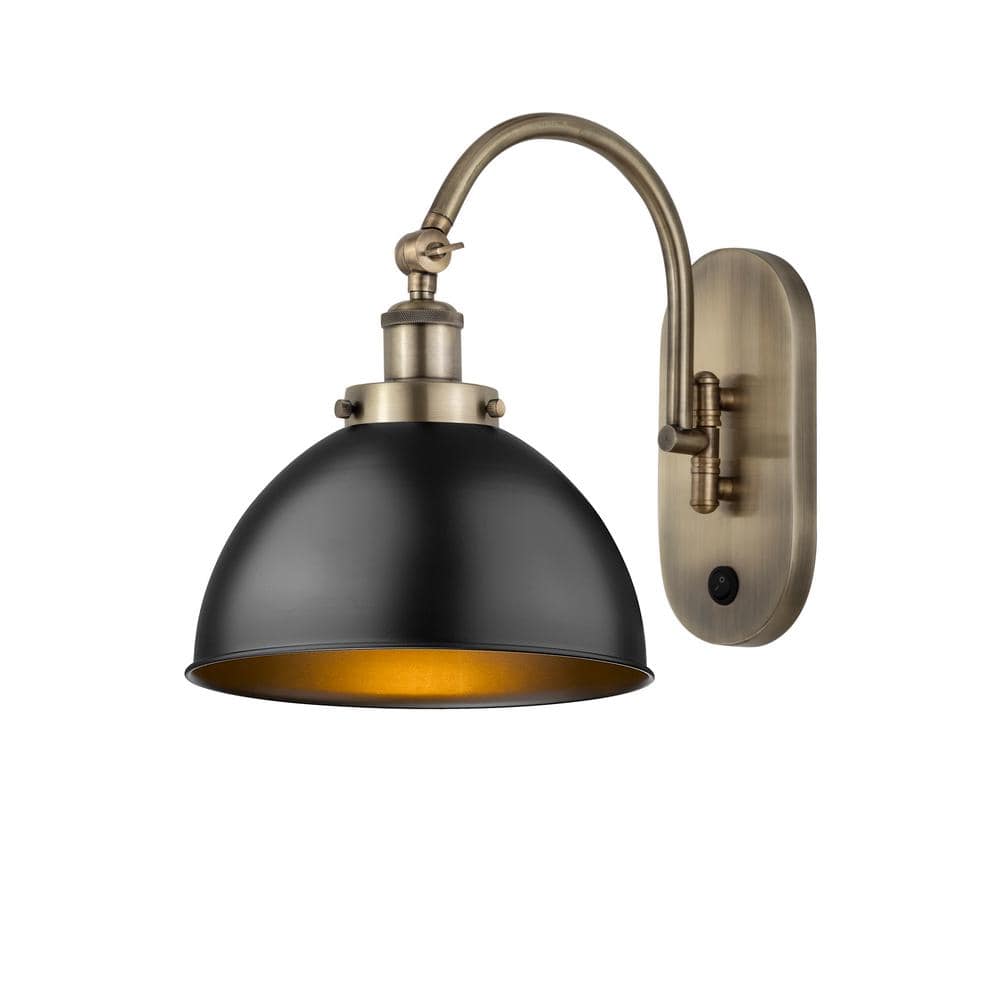 Ballston Urban 1-Light Antique Brass, Matte Black Wall Sconce with Black Metal Shade price history on PriceWatchPro