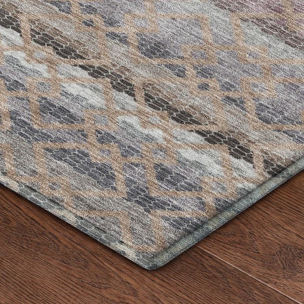 Mayfield Premium Machine Washable Abstract AMF2531 Taupe 10 ft. x 14 ft. Area Rug