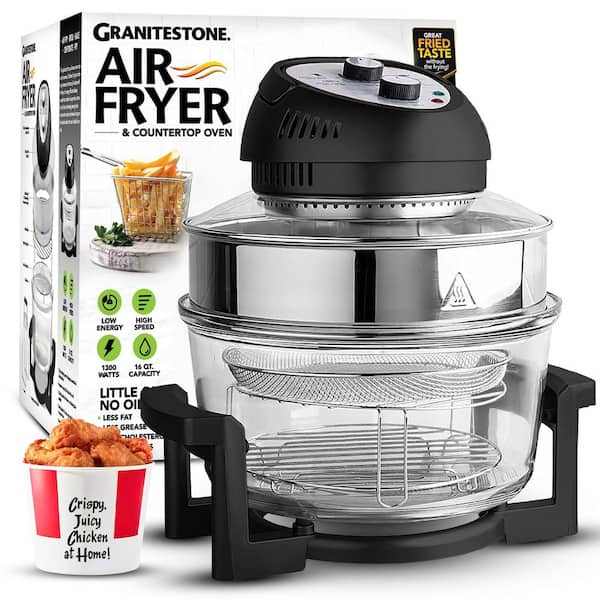 GRANITESTONE 16 Qt. Black Oil-less Air Fryer with Built-In Timer