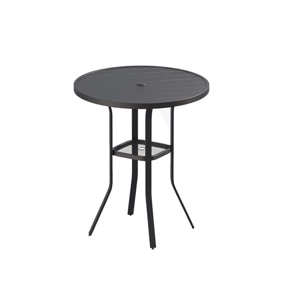 35.5 in. Black Round Outdoor Bar Table with Adjustable Umbrella Hole for Balcony price history on PriceWatchPro