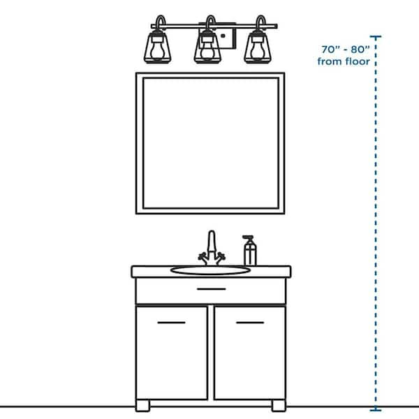 Replay Collection 22 in. 3-Light Brushed Nickel Etched White Glass Modern Bathroom Vanity Light