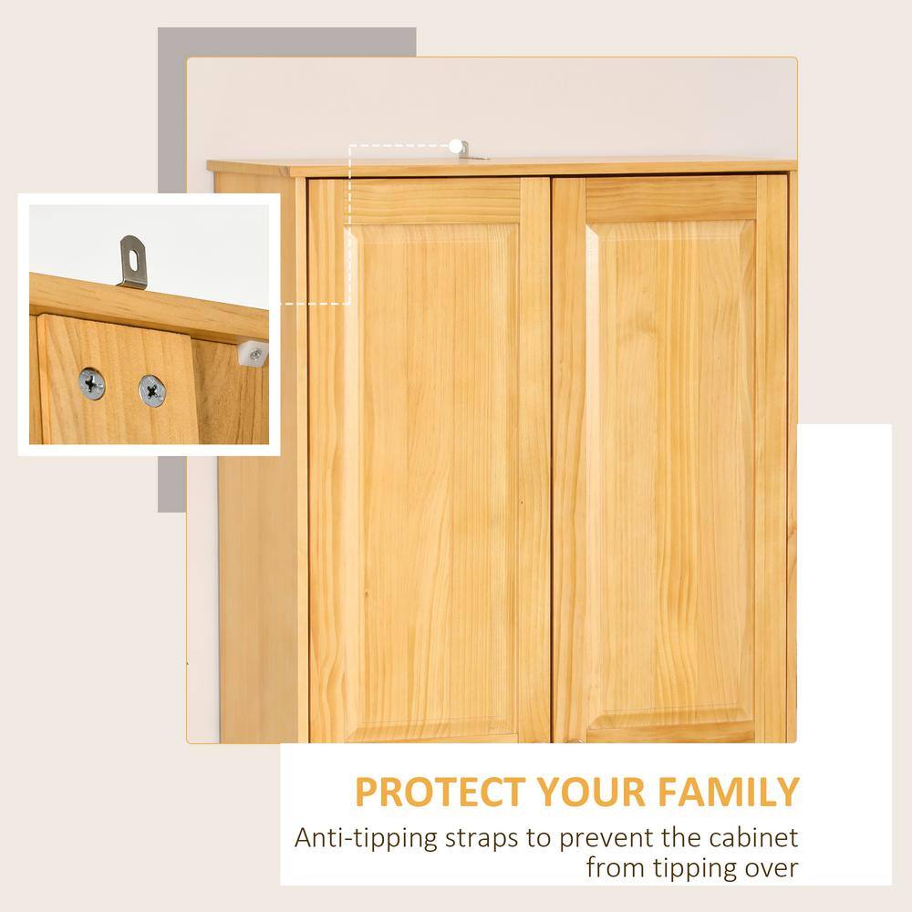 HOMCOM 67" Brown Pinewood Kitchen Pantry Storage Cabinet