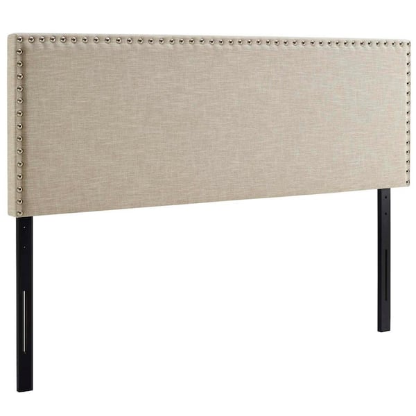 MODWAY Phoebe Queen Upholstered Fabric Headboard in Beige