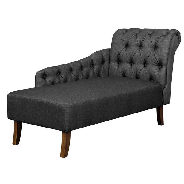 HomeFare Tufted Chesterfield Back in Slate Gray Chaise Lounge