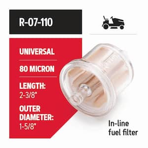 Fuel Filter for Riding Mowers, Universal Fit for 1/4 in., 5/16 in. and 6 mm to 8 mm ID Fuel Lines
