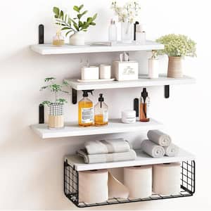 15.7 in. W x 5.9 in. D x 0.6 in. H White Decorative Wall Shelf, 4 + 1 Tier Floating Shelves