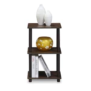 25 in. Walnut Single Plastic 3-shelf Etagere Bookcase with Open Back