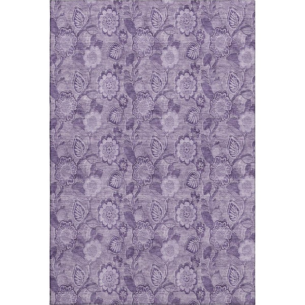 Mayfield Premium Machine Washable Abstract AMF1939 Plum 5 ft. x 7 ft. 6 in. Area Rug