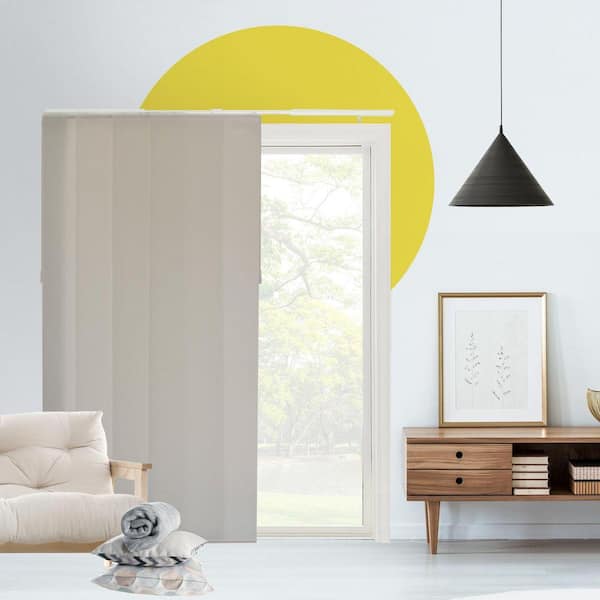 Cut-to-Size Vienna Light Sage Light Filtering Adjustable Sliding Panel Track Blind 23in. Slats Up to 86 in. W x 96 in. L