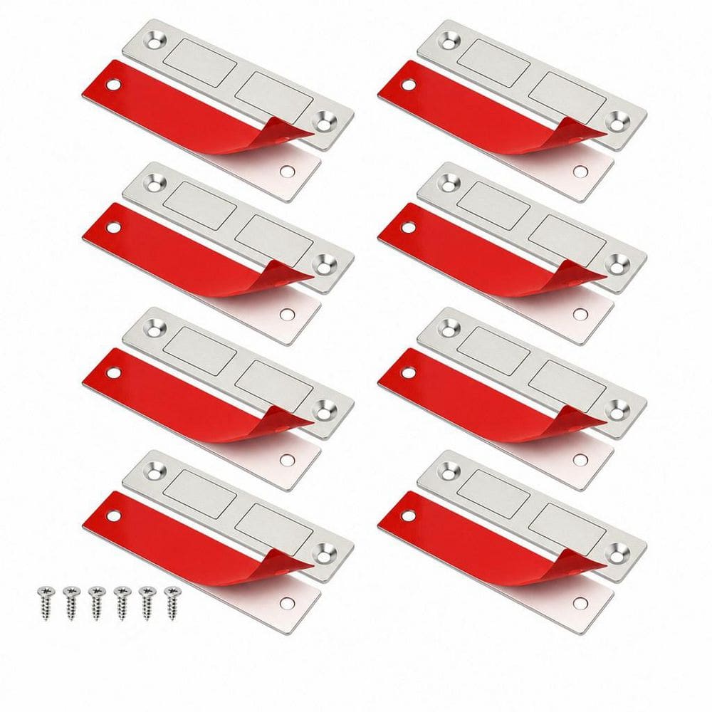 Numhew 8-Pack Silver Ultra Thin Magnets Latch, Kitchen Door