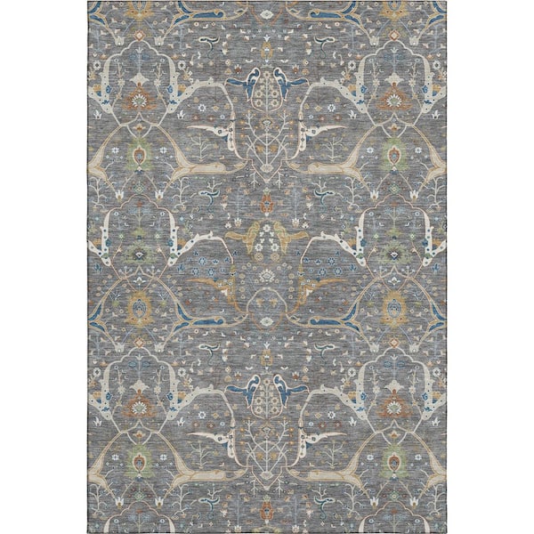 Mayfield Premium Machine Washable Abstract AMF2250 Gray 5 ft. x 7 ft. 6 in. Area Rug