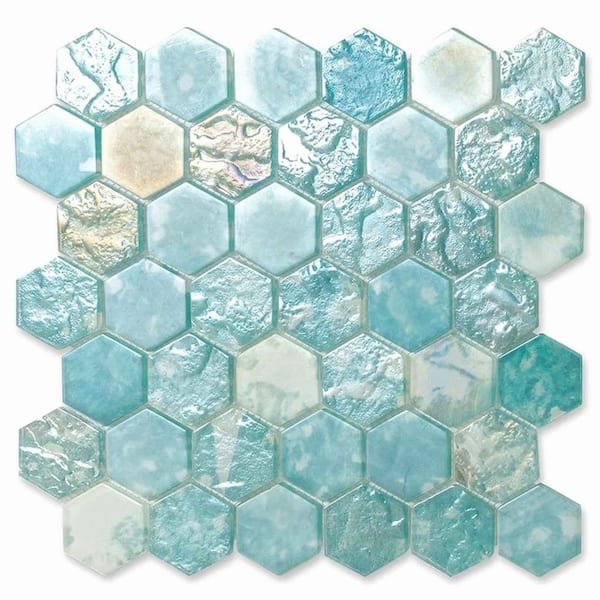 Verre 11.7 in. x 11.8 in. Matte Blue Glass Mosaic Wall and Floor Tile (9.6 sq. ft./Case) - 10 pack